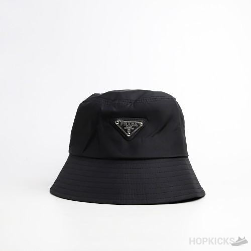 Prada Triangle Logo Nylon Bucket Black Hat (Premium Batch)